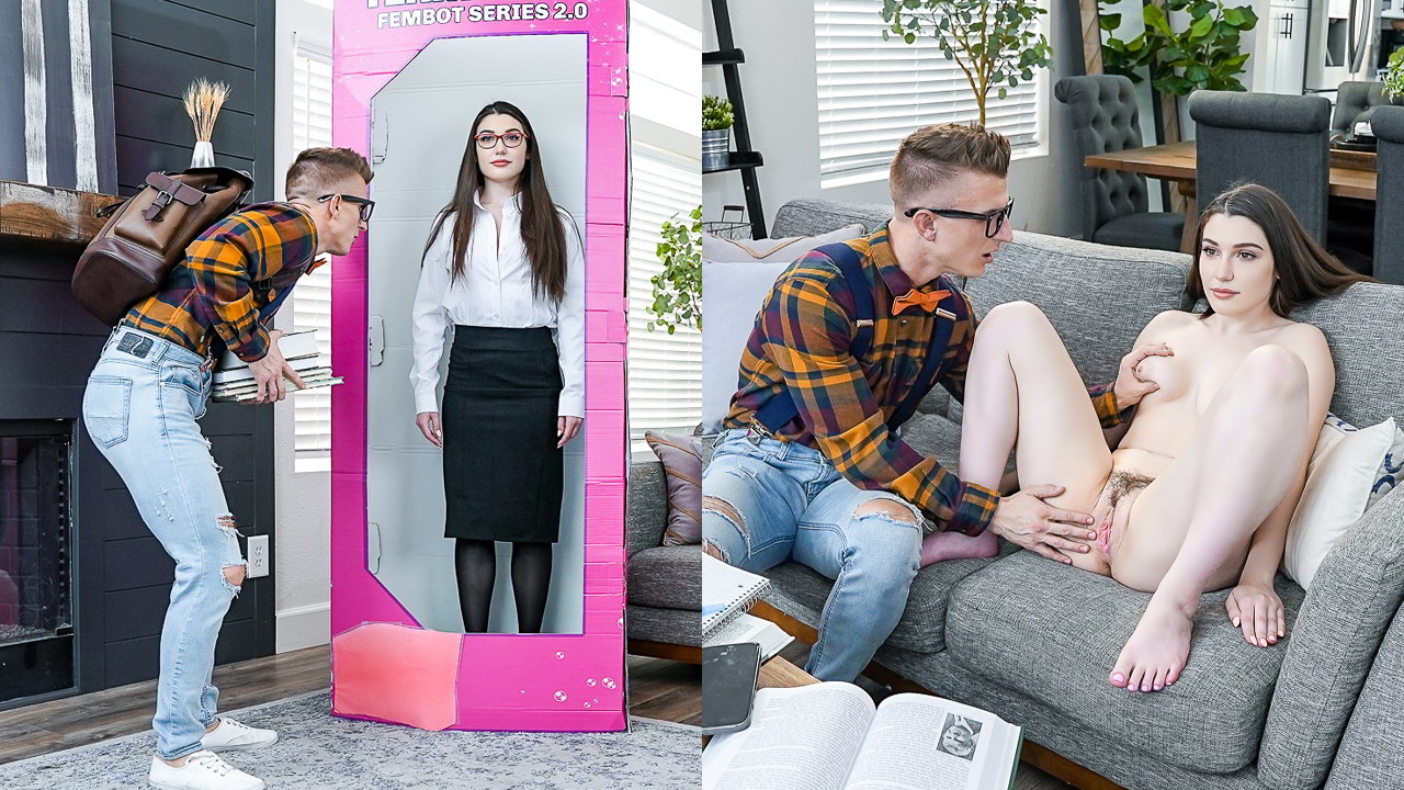 Nerd recibe intensas lecciones de sexo después de la escuela con Fembot versión 2.0